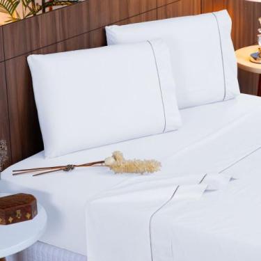 Imagem de Jogo de Lençol King 4 Peças Percal 400 Fios 100% Algodão Acetinado Pon
