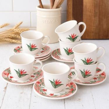 Imagem de Jogo de Xícaras de Café e Chá Biona Oxford Jardim Tropical 12 Peças Es