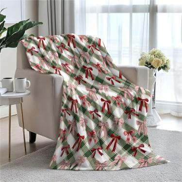 Imagem de Cobertor de lã xadrez de Natal para cama, sofá, viagem e acampamento, cobertor de Natal de pelúcia super macio e aconchegante para todas as estações 101,6 cm x 127 cm