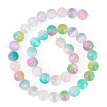 Imagem de Craftdady 39 peças de contas redondas de 10 mm de pedras preciosas naturais contas de selenita cristal colorido solto espaçador contas artesanais pulseira contas para brincos faça você mesmo colar de