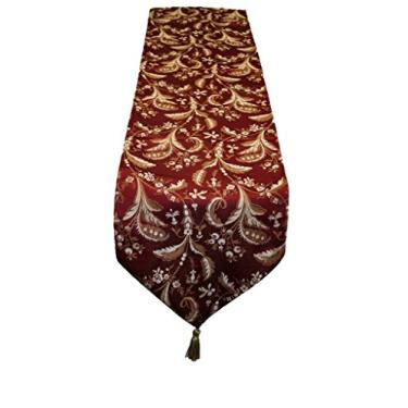 Imagem de Caminho de mesa vinho Damasco de luxo 33 cm x 177 cm