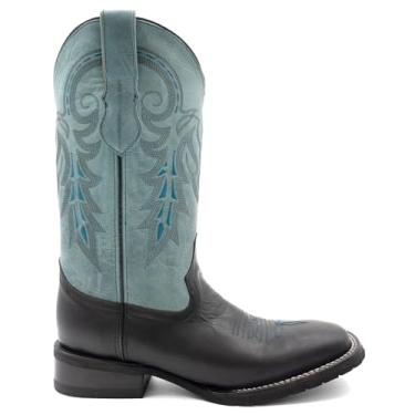 Imagem de Ferrini Botas de cowboy masculinas Maverick S-Toe de couro preto, Preto, 44