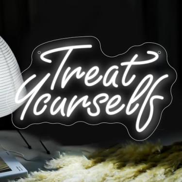Imagem de Neonawall Treat Yourself Neon Sign for Wall Decor Light Up Letters Led Sign Birthday Party Signs Led Decorative Night Signs Girls’ Room Decorations Christmas Party Gifts for Girl Friends Bedroom Home