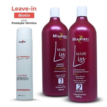Imagem de Kit Alisante Mairi Liss Gold (Sem Formol) Mairibel 2 Passos + 1 Creme 