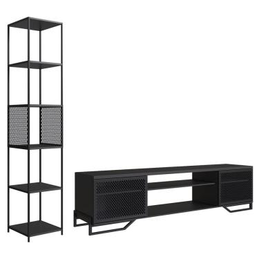 Imagem de Rack 180 Cm 2 PT Estante Prateleira Industrial 27X23 Preto PP