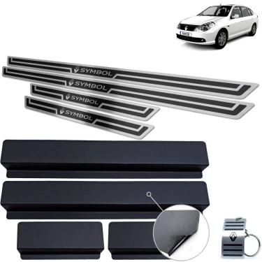 Imagem de Soleira Inox Renault Symbol 2009 a 2013 Preto Alto Relevo