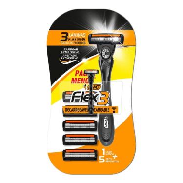 Imagem de Barbeador descartável Flex3 recarregável + 5 lâminas Bic
