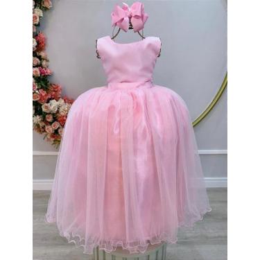 Imagem de Vestido Infantil Longo Rosa para Daminhas de Festas Luxo - Fabuloso At