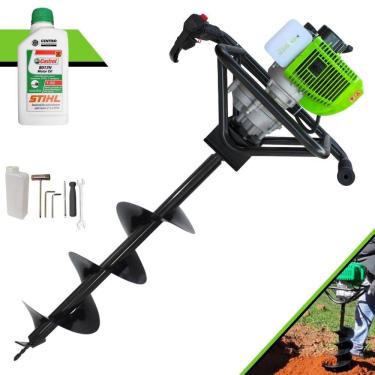 Imagem de Perfurador de Solo Menegotti MPS-52 À Gasolina Motor 2T 52cc 1,8HP Profissional de Alta Rotação e Performance Com Broca 80x20cm + ÓLEO STIHL 2 TEMPOS
