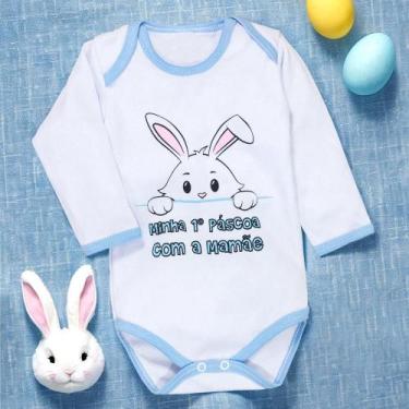 Imagem de Body Manga Longa para Bebê Menino Minha Primeira Páscoa Branco - Era U