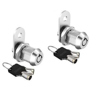 Imagem de BOZXYE Pacote com 2 fechaduras de armário com chaves, fechaduras tubulares de 5/20.3 cm com chave semelhante, trava de RV para armários de porta de armazenamento, gaveta, caixa de correio, fechadura