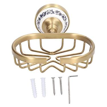 Imagem de Cesta de suporte para saboneteira, design oco antigo, montada na parede, à prova d'água, à prova de ferrugem, cesta de sabonete para banheiro, organizadores de armazenamento de