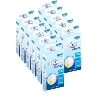 Imagem de Kit 10 Esponjas Mágicas Original Bucha de Melamina Multiuso para Limpeza Poderosa Tira Manchas Gorduras Sujeiras Rabiscos e Mais Limpa Tenis Parede Sapato