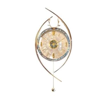 Imagem de Relógio de parede leve de luxo para sala de estar e uso doméstico, relógio de parede simples, adequado para sala de estar, estudo, quarto e escritório. Para decoração de casa (branco)