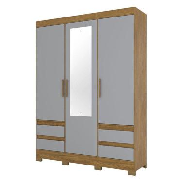 Imagem de Guarda Roupa Casal B55 Nature Cinza com Espelho - Briz Móveis