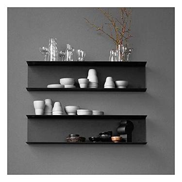 Imagem de Prateleiras de exibição flutuantes montadas na parede, prateleira de placa em forma de U prateleira de ferro montada na parede combinação livre estável e de carregamento para sala de estar, cozinha