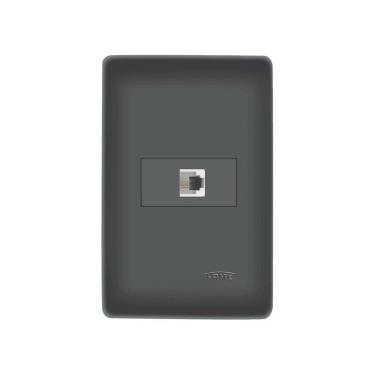 Imagem de Tomada para Telefone Fame Habitat Black RJ11 4 Vias com Placa 4x2