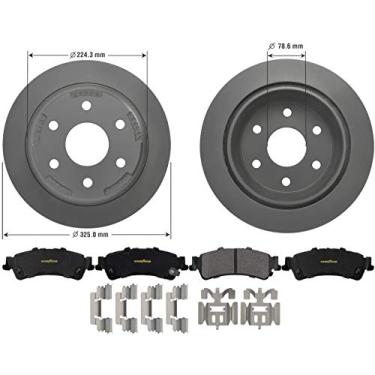 Imagem de Goodyear Brakes PRK47691R | Kit de freio traseiro com par (2) de rotores de freio revestidos e pastilhas de freio de cerâmica de carbono serve para Chevrolet Astro 05-03, Avalanche 1500 2002,