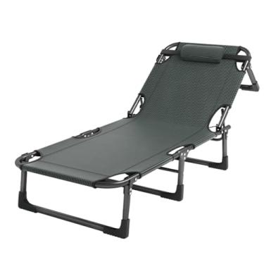 Imagem de Cama de acampamento dobrável de tecido Oxford com travesseiro, altura ajustável, cama dobrável portátil para viagens ao ar livre, escritório