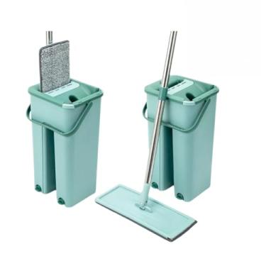 Imagem de Mop Flat 5L com Balde Duplo e 2 Refis de Microfibra – Limpeza Prática e Higiênica