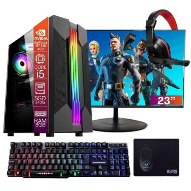 Imagem de Computador PC Gamer Completo TOB Core i5 SSD 240GB 8GB VGA GT730 4GB Windows 10 Pro Trial + Teclado/Mouse + Mouse Pad + Headset + Monitor 23