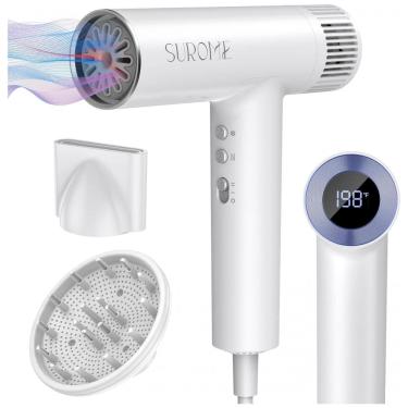Imagem de Secador de Cabelo White SUROME, Motor Brushless de 110.000 RPM, Íons Negativos para Secagem Rápida e Cuidado Capilar Inteligente