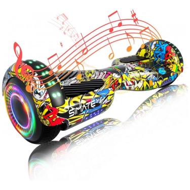 Imagem de Hoverboard SIMATE Grafite com Bluetooth, Luzes de LED e Controle por App – Crianças e Adultos