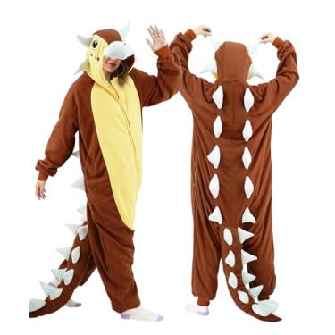 Imagem de vavalad Feminino Pijama Adulto Anquilossauro Macacão Dinossauro Animal Cosplay Desenho Animado Fantasia Natal Halloween Masculino