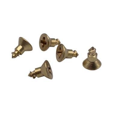 Imagem de Parafuso de madeira de latão, cabeça bancada plana, Phillips Drive, rosca de mão direita, polegada, latão sólido, acabamento simples (tamanho e quantidade de mangueira), #4 x 1/4 inches, Brass