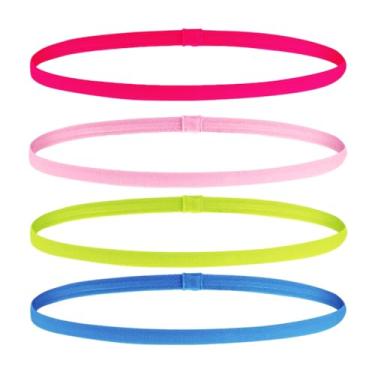 Imagem de Bandanas esportivas elásticas antiderrapantes para cabelo fino para mulheres, conjunto de faixas esportivas para exercícios de ioga, 4 peças