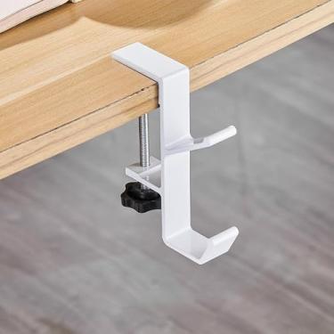 Imagem de Suporte de fone de ouvido embaixo da mesa, gancho de mochila, gancho de mesa com braçadeira de braço ajustável, bolsa feminina, bolsa de mão e suporte de bolsa
