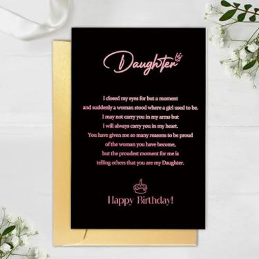 Imagem de Cartão de aniversário adorável filha da mãe e do pai, cartão de aniversário doce para filha adulta, presente de aniversário de filhas adultas, cartões de aniversário de poema de filhas dos pais