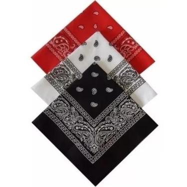 Imagem de Kit C/3 Bandanas Lenço Preto, Vermelho E Branco ref 239 - STYLESTORE, 