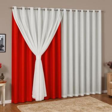 Imagem de Cortina 3,00x2,20 Forro com Voil Sala, Quarto, Escritório, Decoração -