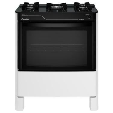 Imagem de Fogão A Gás Mesa De Vidro Limpa Fácil E Acendimento Automático Esmaltec Pérola Glass 5 Bocas Branco Bivolt