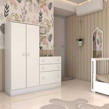 Imagem de Guarda-Roupa Infantil com Cômoda Colorê 2 Portas 3 Gavetas Branco - Panorama Móveis