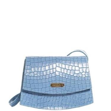 Imagem de Bolsa Feminina Leopoldine Azul Couro Legítimo Tiracolo Alça Ajustável com Fecho Magnético-Feminino