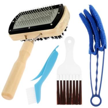 Imagem de 4 peças de escova de limpeza de barbatana condensadora de ar condicionado, plástico e aço inoxidável, destacável e dobrável, limpa cantos difíceis de alcançar, para limpar condicionadores de ar