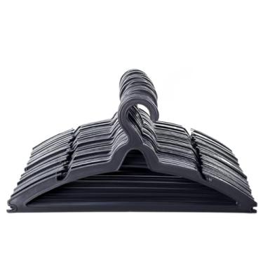 Imagem de Kit com Cabides Reforçados Pretos para Adultos - Cabide Grosso de 8mm, Suporte até 3kg, Organizador de Guarda-Roupa(Kit Cabide 60)