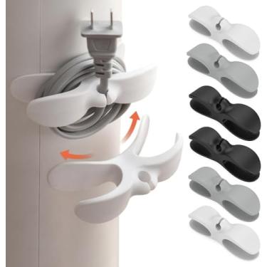 Imagem de Organizador de cabos para utensílios de cozinha, 6 peças, organizador de cabos adesivos, suporte de cabo atualizado para enrolador, organizador de cabos de cozinha para fritadeira a ar, cafeteira,