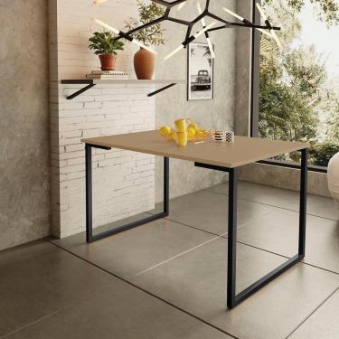 Imagem de Mesa De Jantar Steel Estilo Industrial Pés De Aço 120x80cm Preto/Fendi