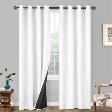 Imagem de DriftAway Cortinas blackout de linho texturizadas com isolamento térmico à prova de som com forro térmico acolchoado para bloqueio de frio e calor, redução de ruído e sono diurno, 1 peça 132 cm x 246