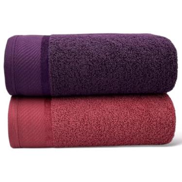 Imagem de Kit 2 Toalhas de Banho Grandes e Macias 100% Algodão 72x150cm Alta Absorção e Conforto – Toalhas Premium (Vinho 1un / Terracota 1un)