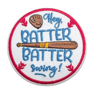 Imagem de Hey Batter Batter Patch Swing 7,6 cm Engraçado Basebol, Amante de Esportes, Taco de Beisebol, Gancho e Laço Bordado Tecido Aplique Remendos para Caminhoneiro Chapéus Roupas Mochila, Acessórios DIY