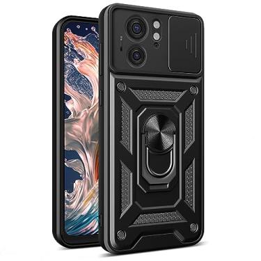 Imagem de CCSmall Capa para Motorola Edge 40 com capa de câmera deslizante para homens, capa protetora contra quedas de grau militar com suporte de anel para Motorola Edge 40 SJ preta