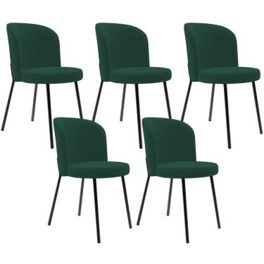 Imagem de Kit 5 Cadeiras Sala De Jantar Estofada Gavi L02 Suede Verde Musgo - Lyam Decor