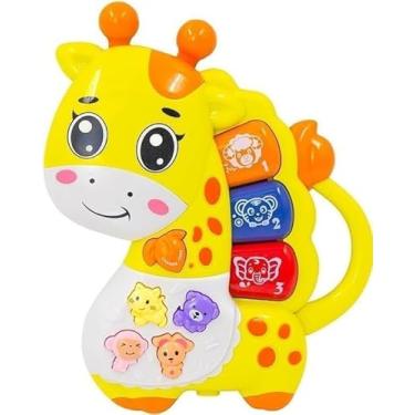 Imagem de Teclado Musical Bebê Girafa – Piano Infantil Educativo com 7 Sons, 3 Modos e 8 Teclas Coloridas para Desenvolvimento Sensorial