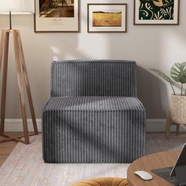 Imagem de Furniture of America Malric Modern Chenille Cadeira de sofá modular de espuma de 1 lugar com assento profundo, sofá comprimido em uma caixa, sem necessidade de montagem, para sala de estar e