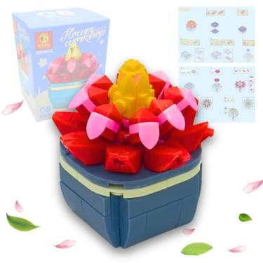 Imagem de Conjunto de Blocos de Montar Flor Decorativa 115 Peças – Brinquedo Educativo de Construção Criativa com Peças Compatíveis, Design Floral e Cores Vibrantes (Ruby Crystal)