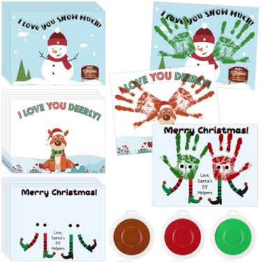 Imagem de Motipuns 30 Pcs Christmas Handprint Crafts Kits Greeting Cards with 3 Pcs Large Ink Pads Merry Christmas Gifts for Xmas Party Decorations Classroom Home Activities Supplies